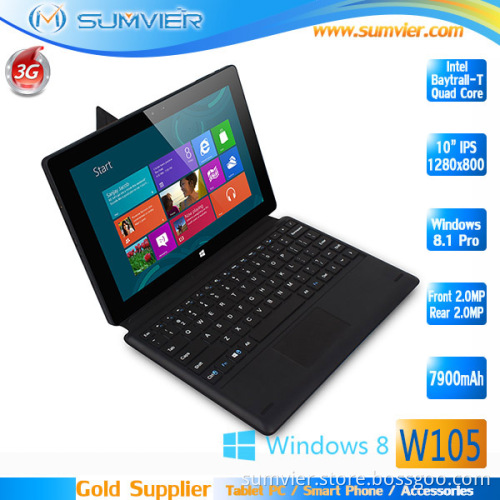 New 3G 10" IPS 1280X800 G+G Display Intel Baytrail-T Quad-Core 2g+16g Windows 8.1 Tablet PC (W105)